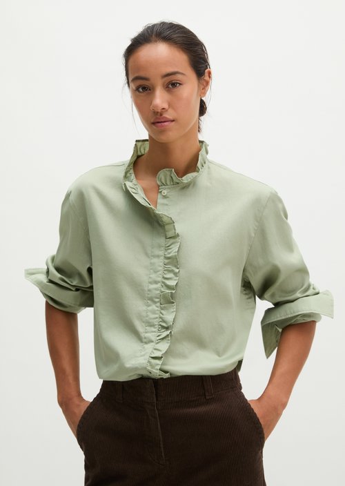 Relaxed-Fit Ruffle Blouse — Smooth Sage