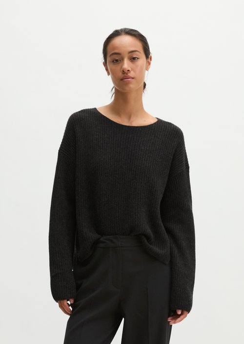 Loose-fitting knit sweater — Coal Grey Melange