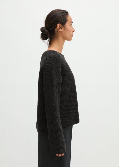 Loose-fitting knit sweater — Coal Grey Melange
