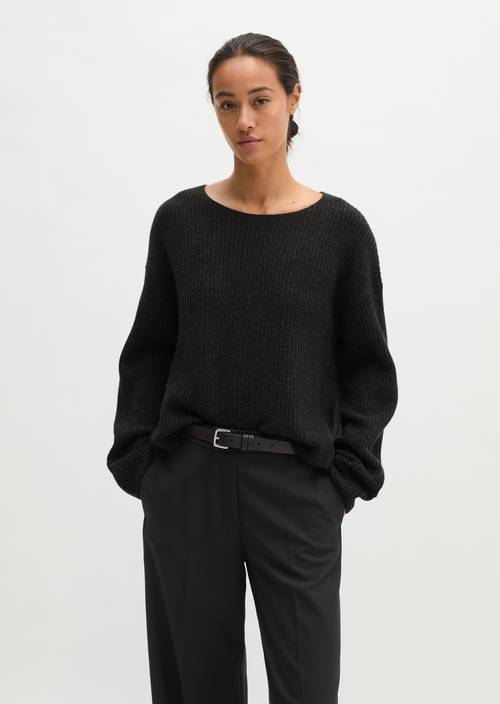 Pull en maille ample Coal Grey Melange en vue de face