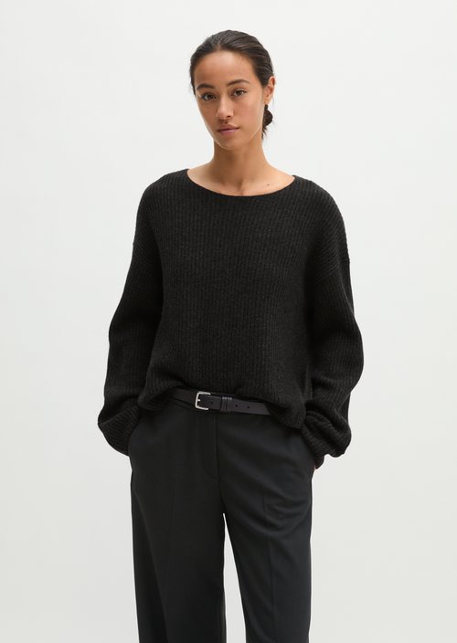 Loose-fitting knit sweater — Coal Grey Melange