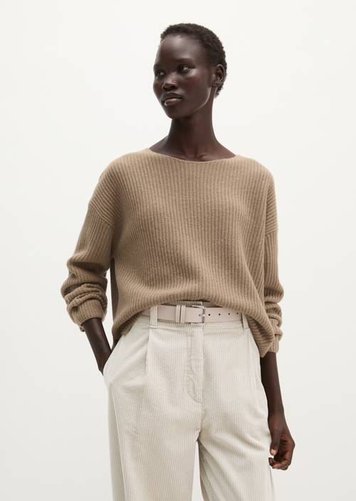 Strickpullover loose Earthy Taupe in Frontalansicht