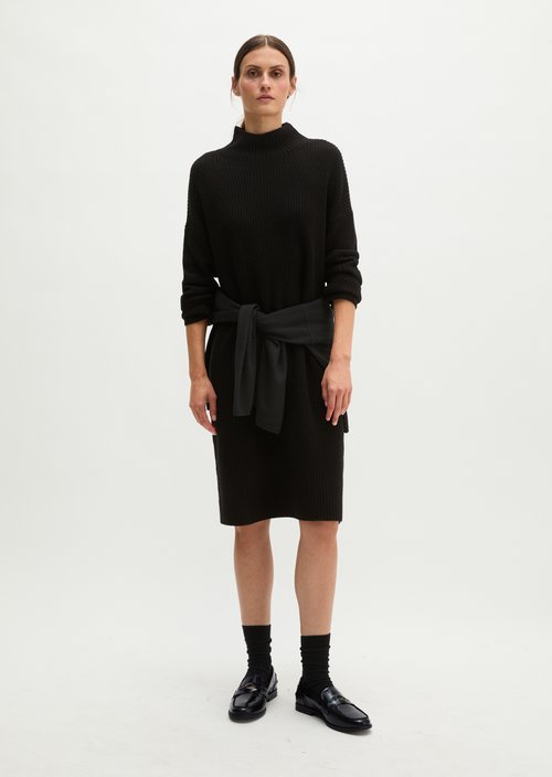 Loose-fitting knit dress — Black