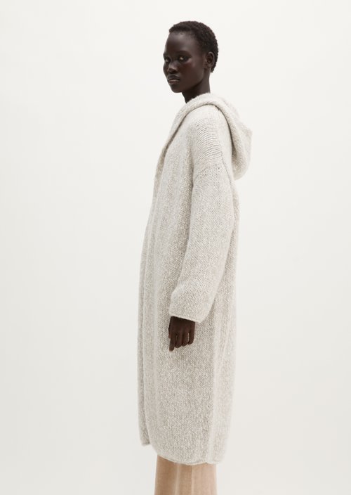 Loose-fitting hooded cardigan — Light Brown