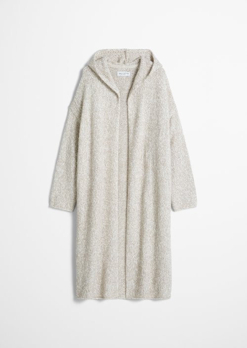 Loose-fitting hooded cardigan — Light Brown