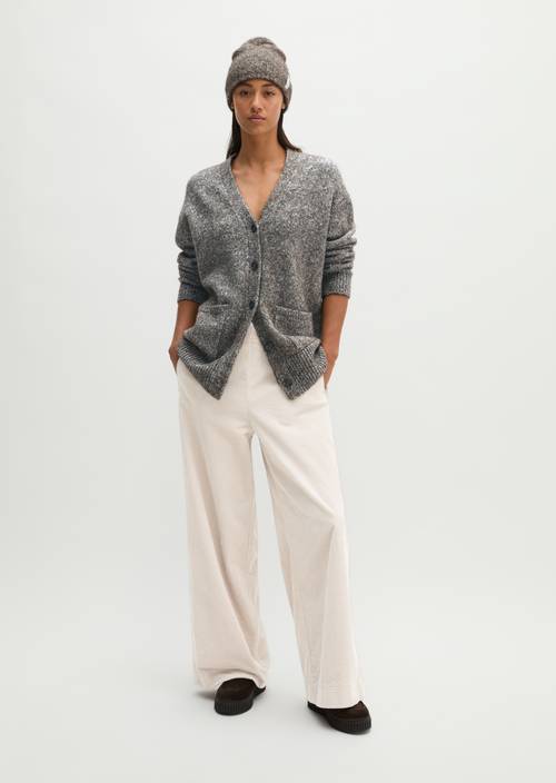 Long, loose-fitting cardigan Dark Brown in front view