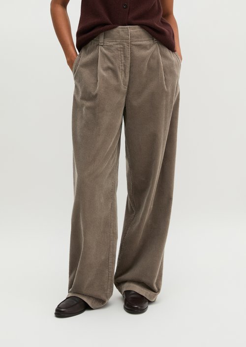 Wide cord trousers wide — Stone Taupe