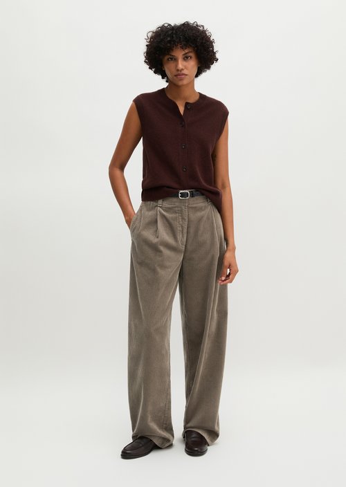 Wide cord trousers wide — Stone Taupe