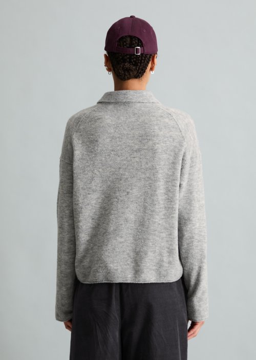 Relaxed-Fit Knit Polo Shirt — Stone Melange