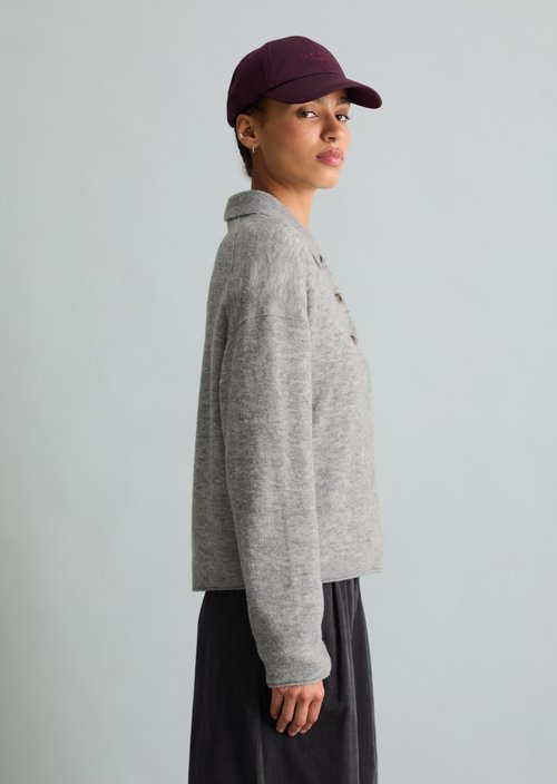 Relaxed-Fit Knit Polo Shirt — Stone Melange
