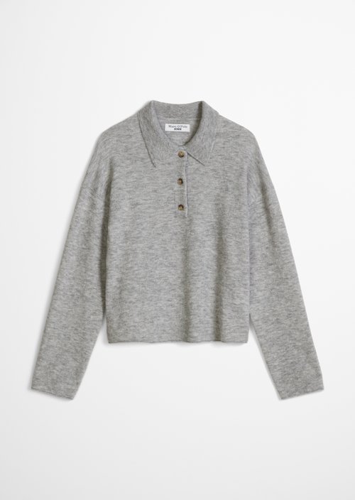 Relaxed-Fit Knit Polo Shirt — Stone Melange