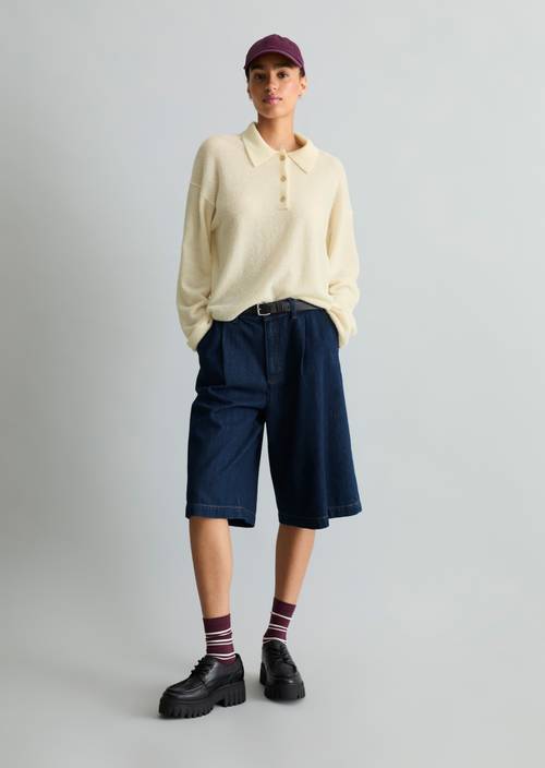Pletené polo tričko v ležérním stylu White Blush v předním pohledu