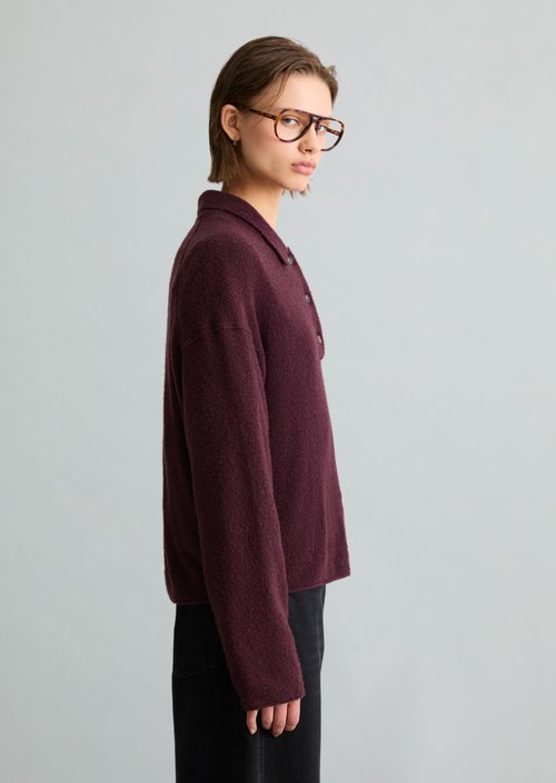 Relaxed-Fit Knit Polo Shirt — Mahagony Jam