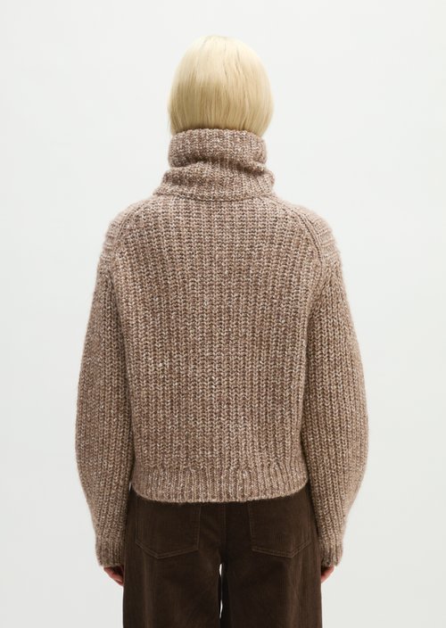 Relaxed Zip-Up Cardigan — Dark Brown