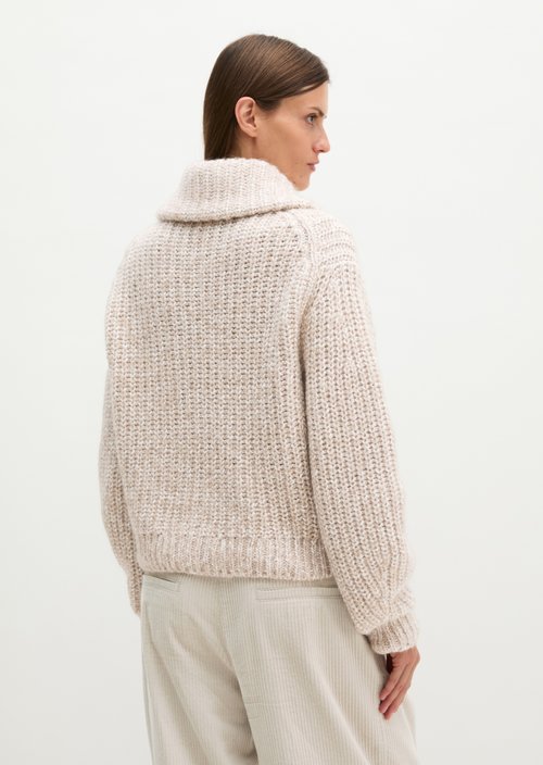 Relaxed Zip-Up Cardigan — Light Brown