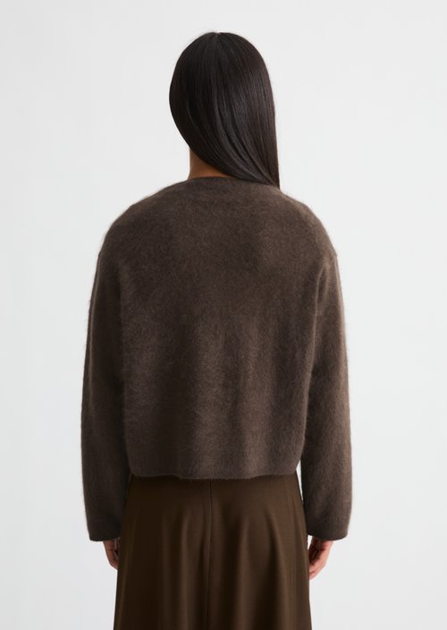 Cozy Cropped Cardigan — Burnt Coffee