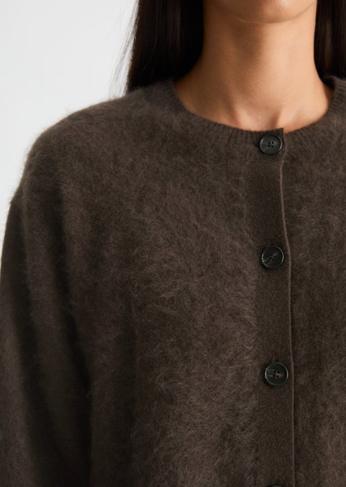 Cozy Cropped Cardigan — Burnt Coffee