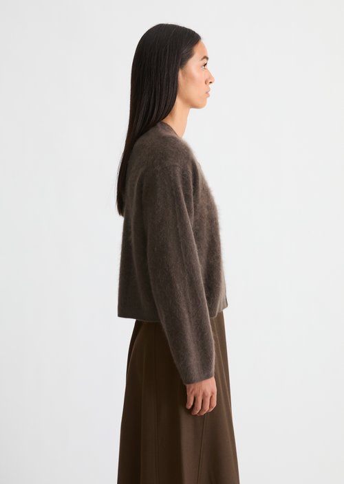 Cozy Cropped Cardigan — Burnt Coffee