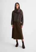 Cozy Cropped Cardigan made of pure merino wool - brown | Chunky