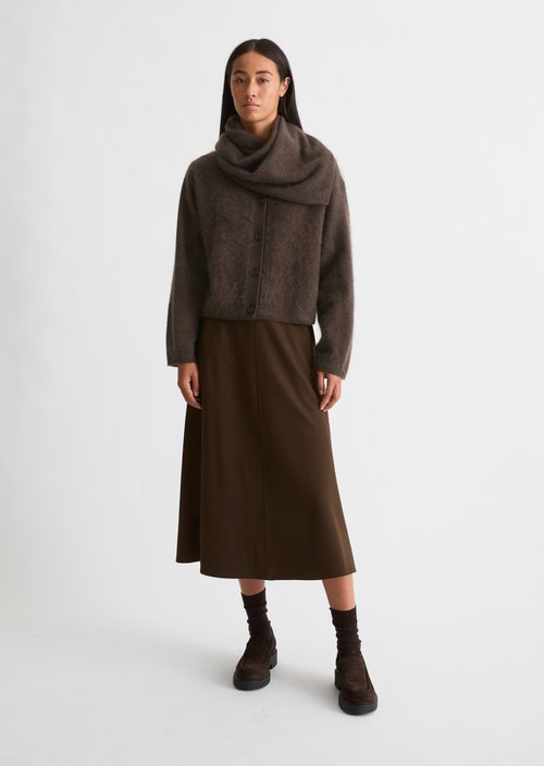 Cozy Cropped Cardigan — Burnt Coffee
