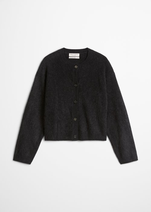 Cozy Cropped Cardigan — Coal Grey Melange