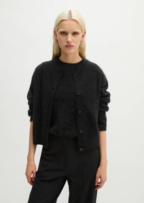 Knus cropped vestje Coal Grey Melange in vooraanzicht