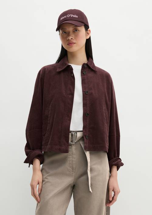 Cord-Overshirt regular Black Cherry in Frontalansicht