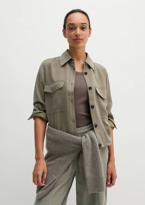 Overshirt regular Stone Taupe in front view