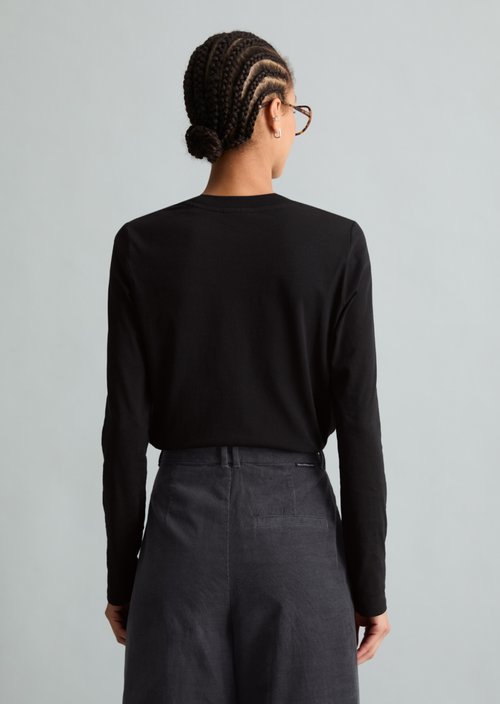 Basic Long-Sleeve Shirt, Regular Fit — Black
