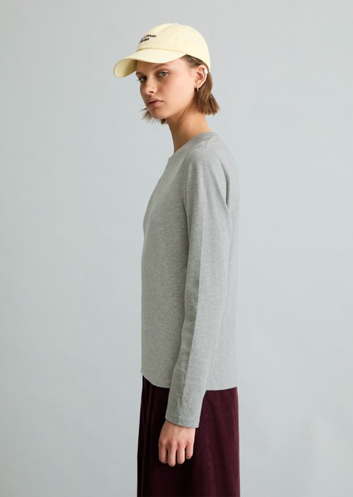 Basic Long-Sleeve Shirt, Regular Fit — Stone Melange