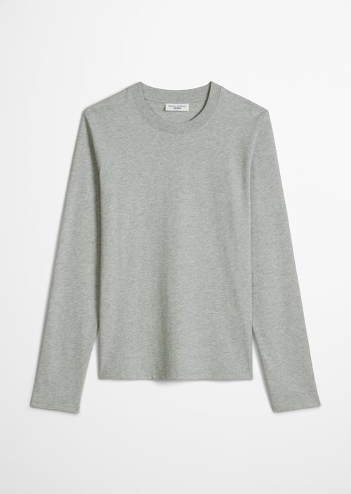 Basic Long-Sleeve Shirt, Regular Fit — Stone Melange
