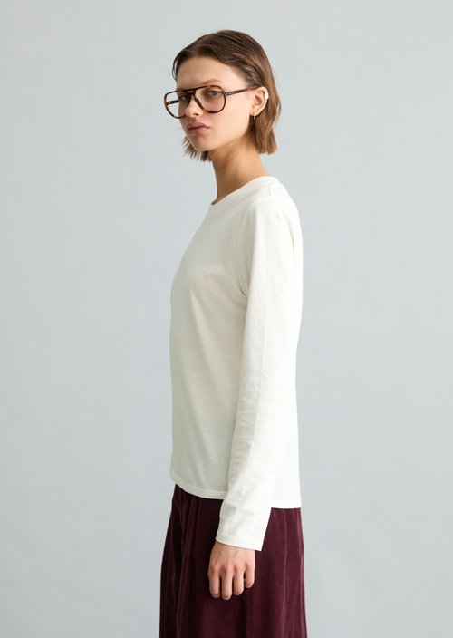 Basic Long-Sleeve Shirt, Regular Fit — Silky White