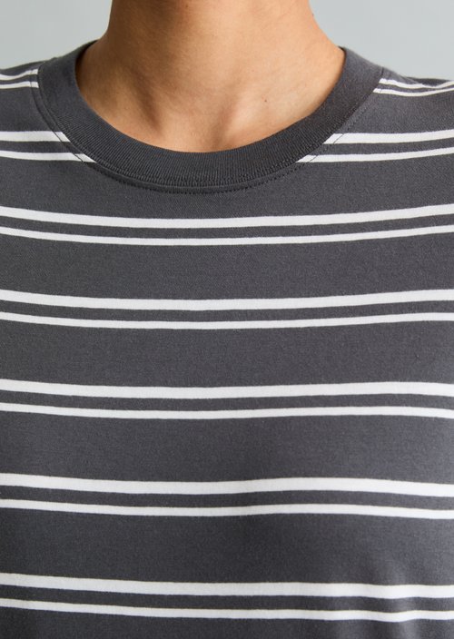 Striped Long-Sleeve Shirt, Regular Fit — Dark Grey