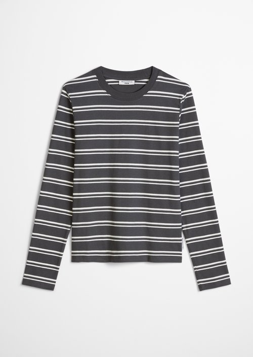 Striped Long-Sleeve Shirt, Regular Fit — Dark Grey