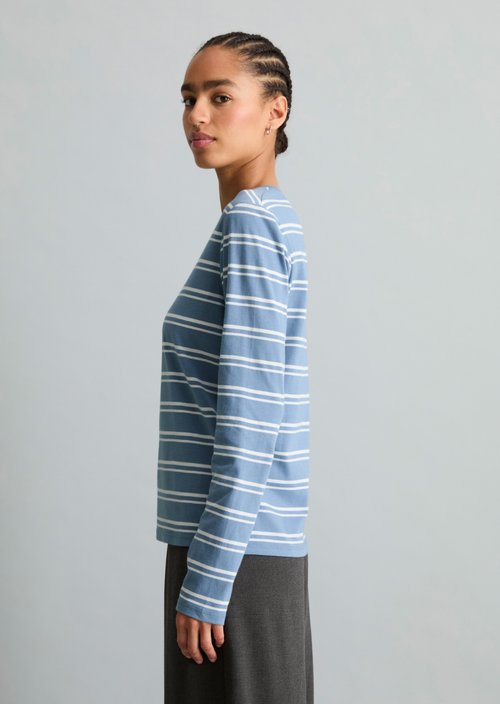 Striped Long-Sleeve Shirt, Regular Fit — Medium Blue