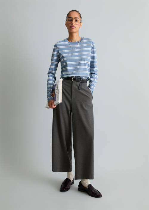 Gestreepte longsleeve, regular pasvorm Medium Blue in vooraanzicht