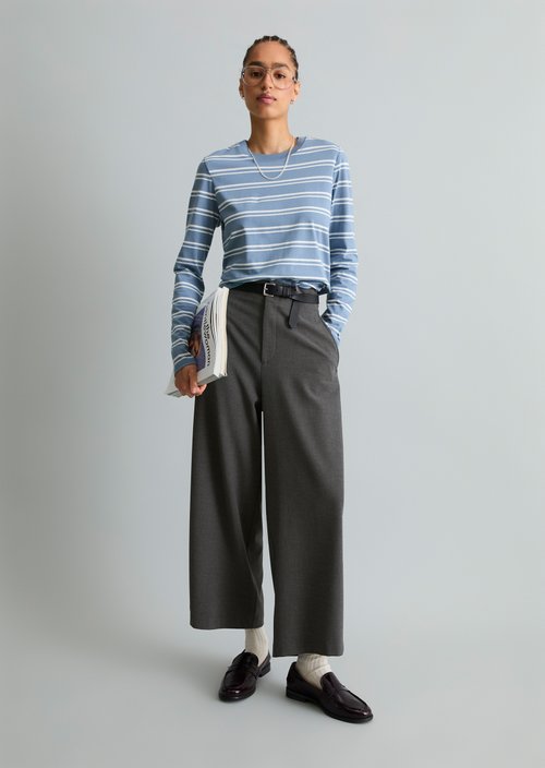 Striped Long-Sleeve Shirt, Regular Fit — Medium Blue