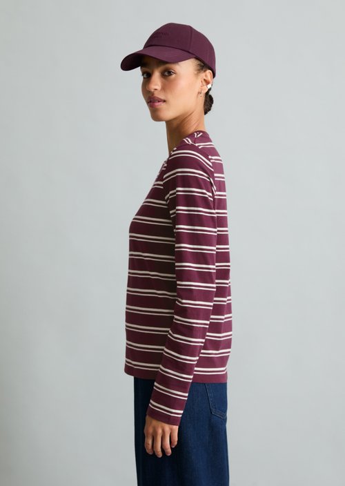 Striped Long-Sleeve Shirt, Regular Fit — Dark Red