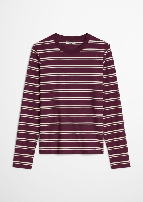Striped Long-Sleeve Shirt, Regular Fit — Dark Red