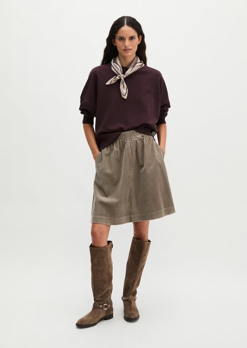 Corduroy mini skirt flared — Stone Taupe