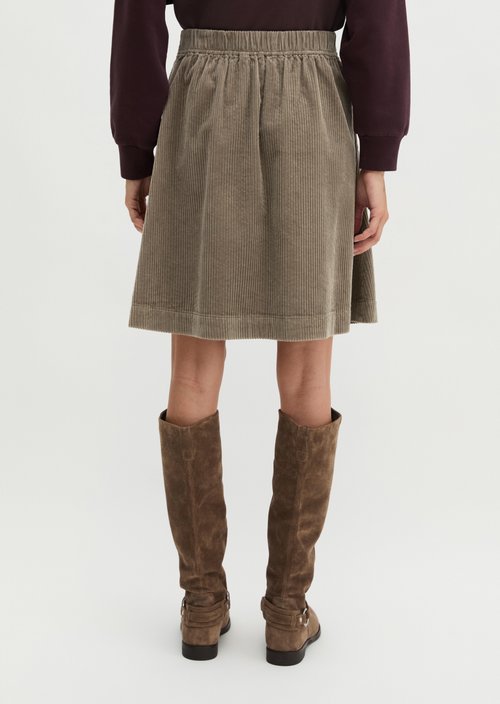 Corduroy mini skirt flared — Stone Taupe