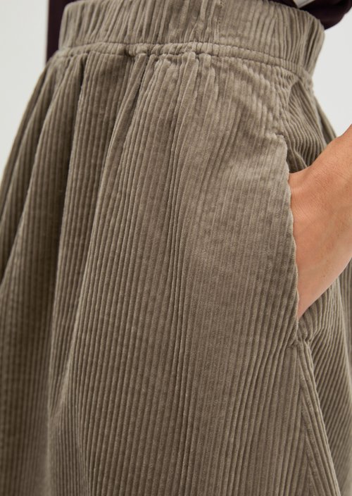 Corduroy mini skirt flared — Stone Taupe
