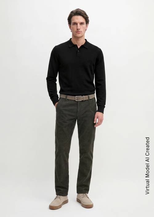 Cordhose Model Mads Jogger regular Charcoal in Frontalansicht