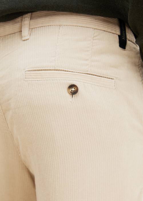 Cord Pants, Model Mads Jogger, Regular Fit Linen Beige in detail view