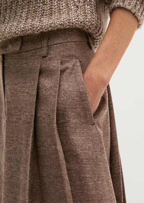 Pleated A-Line Mini Skirt — Dark Brown