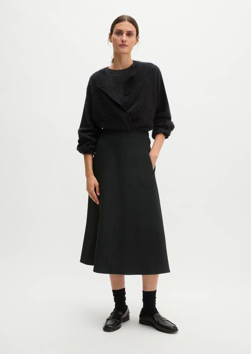Flared flannel skirt Black in front view