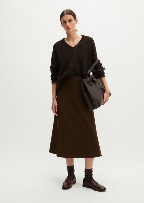 Flared flannel skirt — Burnt Coffee