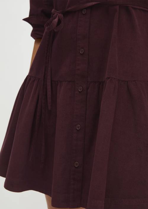 Tiered dress flared Black Cherry in detail view