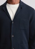 Regular knit jacket made from pure organic cotton - blue
