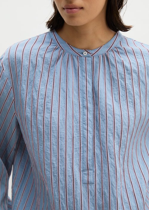 Regular-Fit Striped Blouse — Medium Blue